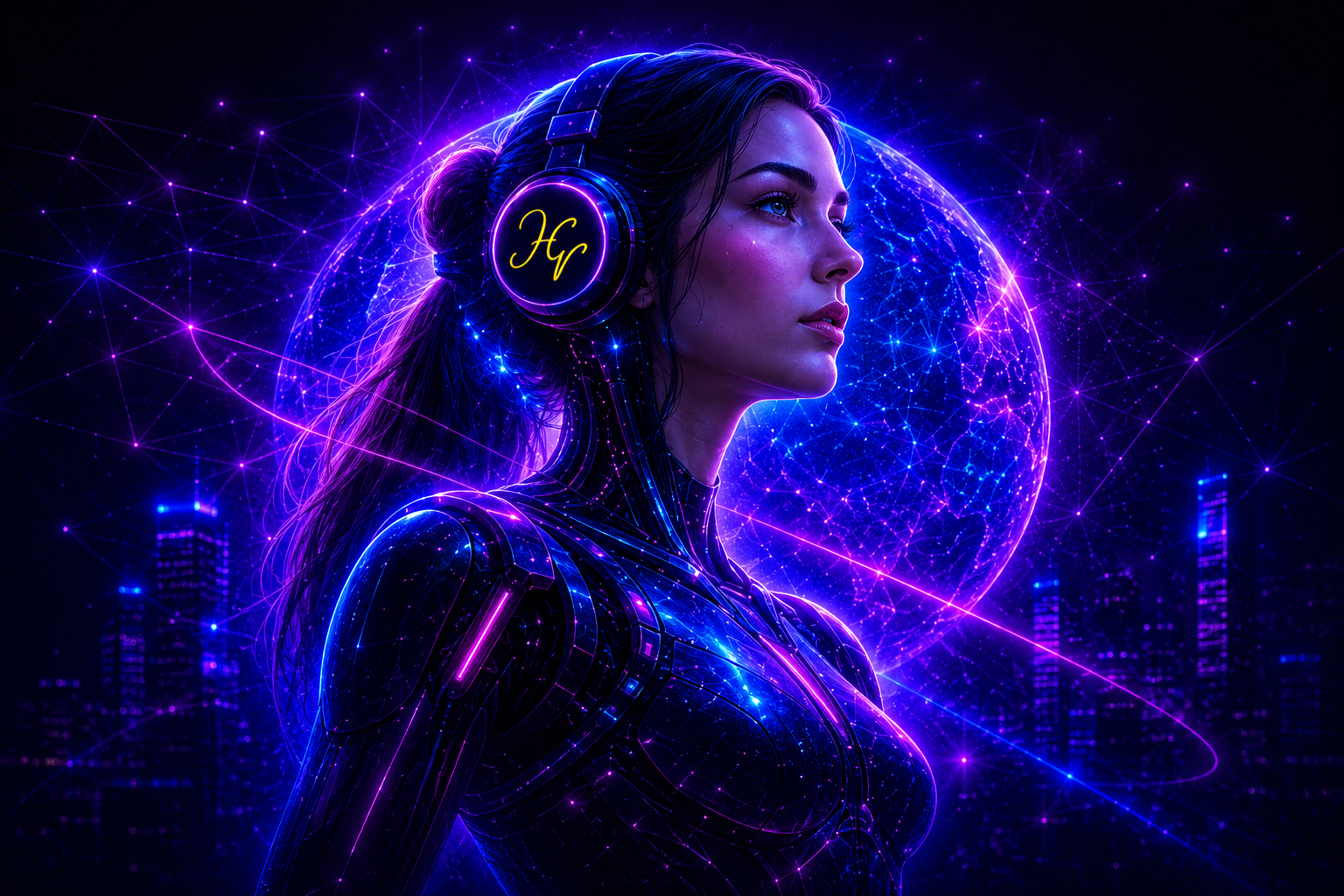 Representación futurista de inteligencia artificial